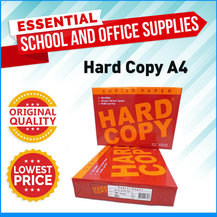 Hard Copy Bond Paper / Copy Paper A4 (1 ream , 500 sheets) Lazada PH
