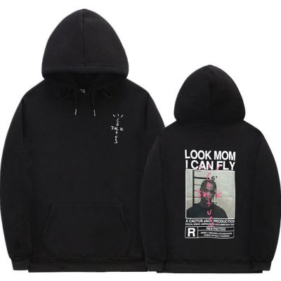 2023 Cactus Jack Men Double-sided Graphic Sweatshirt LOOK MOM I CAN FLY Hoodies Unisex Fashion Hip Hop Streetwear Male Size XS-4XL