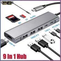 Cuvryg แล็ปท็อปออดิโอ Sd/tf ขยายกิกะบิต9 In 1อะแดปเตอร์ PD USB ชาร์จ Type C Hub 4K HDMI