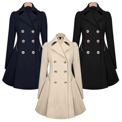 ผ้าคลุมไหล่ผู้หญิงแขนยาวฤดูหนาว Parka Coat Trench Outwear Jacket ทำงาน