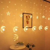 EID Mubarak Decoraion for Home Moon Star LED Curtain Light String Garland Islamic Muslim Party Al Adha Ramadan Christmas Decor