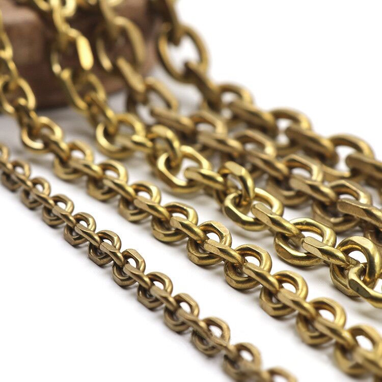Solid Brass Wheat Chain 6mm 8mm 10mm wide for Wallet Jewelry Key Chain Craft DIY 
