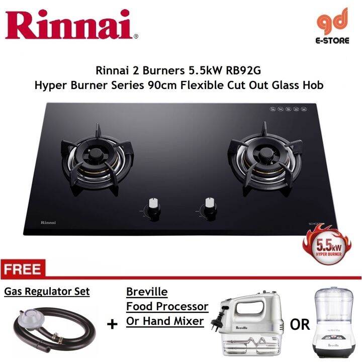 Rinnai RB92G 2-Hyper Burner 5.5kW Gas Hob Flexible Cut-out | Lazada