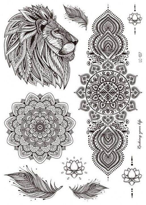 1pcs-temporary-tattoo-sticker-waterproof-black-retro-hand-back-pattern-tattoo-sticker-mandala-flower-clavicle-temporary-tattoo