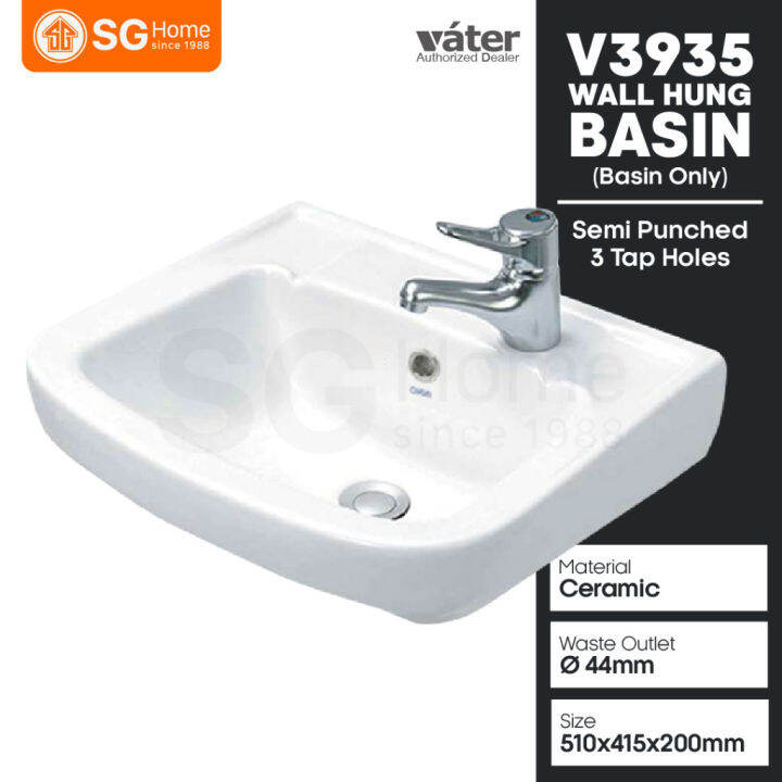 [Vater] Wall Hung Ceramic Basin with Bracket & Wall Plugs/Vanity Bowl ...