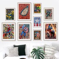 Iron Man Captain Superhero Avengers ภาพยนตร์ภาพวาดผ้าใบสำหรับห้องนั่งเล่น Top Wall Art Prints