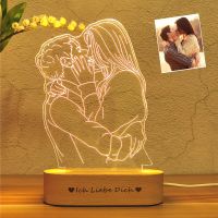 Personalized Custom Photo 3D Lamp Text Customized Bedroom Night Light Wedding Anniversary Birthday Mothers Fathers Day Gift Night Lights