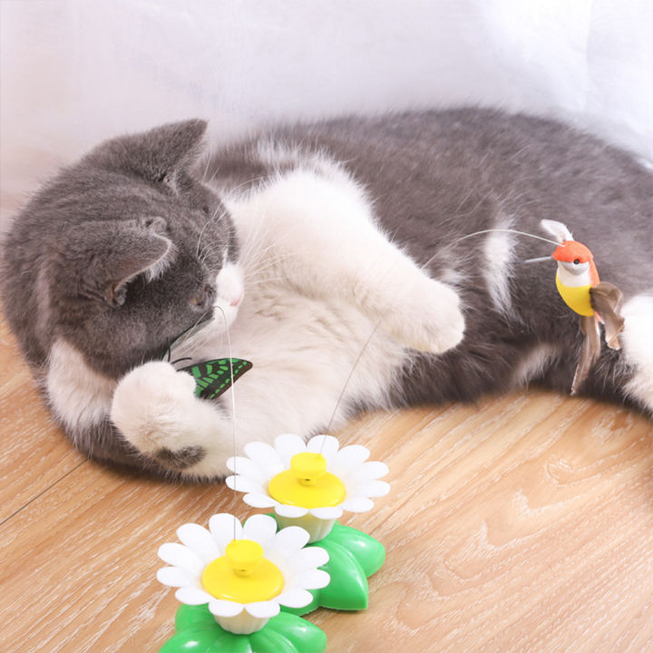 ของเล่นแมวอินเทอร์แอกทีฟที่เปิดใช้งานเล่นกับแมวหมุนอัตโนมัติสำหรับสัตว์เลี้ยงขนาดเล็กในบ้าน
