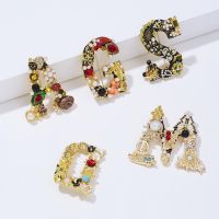 New Luxury ADGMS Letter Enamel Pearl Crystal Brooch For Girl Women Fashion Prom occasion Brooches Pin Clothes Accessories