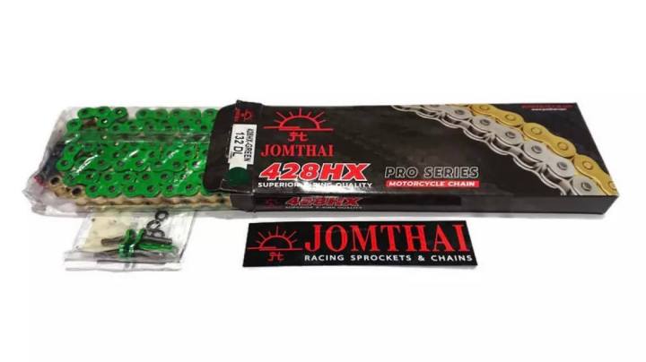 โซ่ JOMTHAI 428HX-GB 132 DL สินค้ามีรับประกันของแท้ 100 เปอร์เซนต์ สีเขียวหมุดทอง