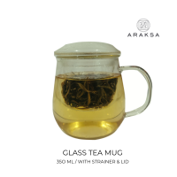 Araksa glass tea mug with infuser &amp; ild :  แก้วชาใสแบบมีไส้กรองและฝาปิด 350ml