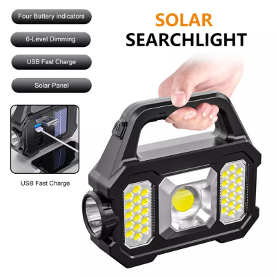 Power Display Power Output Work Light Built-in Lithium Battery USB Charging and Solar Charging SMD COB LED Rechargeable Torch