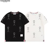 [พร้อมส่ง]  Thom BROWNE * เสื้อยืดคอกลม แขนสั้น ผ้าฝ้าย สีตัดกัน สไตล์คลาสสิก แฟชั่นคู่รัก สําหรับทุกเพศ