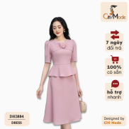 Đầm công sở nữ thiết kế cao cấp CITI MODE dáng peplum xòe cổ tròn đính hoa