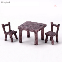 Hippied? 3ชิ้น/เซ็ตเก้าอี้โต๊ะ CRAFT MINI Figurine Garden Decor Micro Landscape