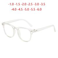 0 1.0 1.5 2.0 To 6.0 Transparent Frame Square Finished Myopic Glasses Women Men Clear Lens Shortsighted Eyeglasses Diopter