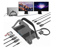 jianzhifen 10 In 1 Type C ฮับแท่นวางมือถือจอแสดงผลคู่ MST 2 HDMI แล็ปท็อปชั้นวางแนวตั้งสำหรับ Macbook MST Dock
