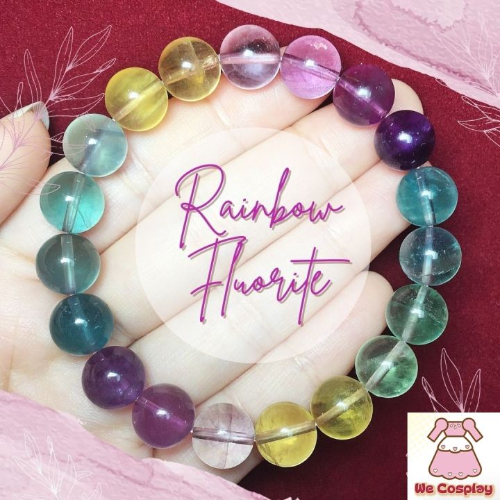 สร้อยข้อมือหิน เรนโบว์ฟลูออไรท์ Rainbow Fluorite กำไลหินนำโชค ข้อมือหินมงคล Casual Size ขนาด 10-10.5 มิล