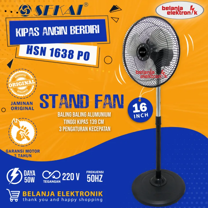 KIPAS ANGIN TUMPU PERFORMA TINGGI STAND FAN 16 INCH SEKAI HSN1638 PO BESI Lazada Indonesia