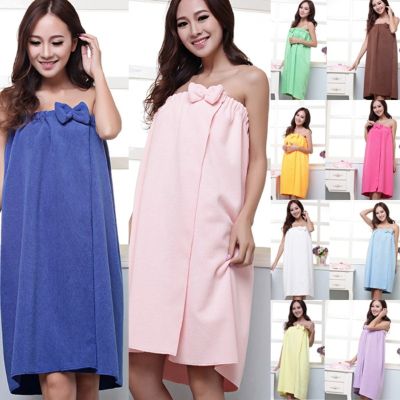 hot【DT】 Microfiber Robe Bathrobe Spa Bow Wrap Super Absorbent Gown