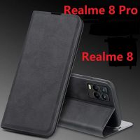 เคสป้องกันหนัง PU แบบกระเป๋าสตางค์,สำหรับ Realme 8 Pro เคสพับแม่เหล็กใส่บัตรได้ขาตั้งหนังสือ