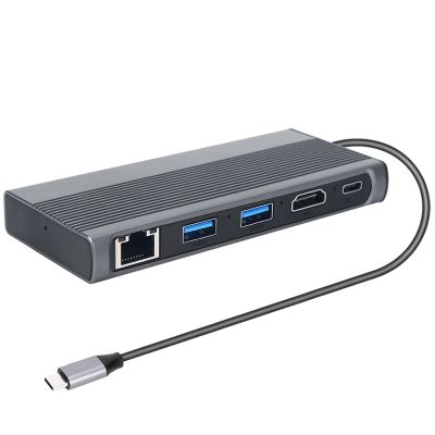 USB C Hub M.2 SSD Enclosure -Compatible+USB3.1+RJ45+PD Type-C Docking Station for M.2 NVME NGFF SSD for Macbook