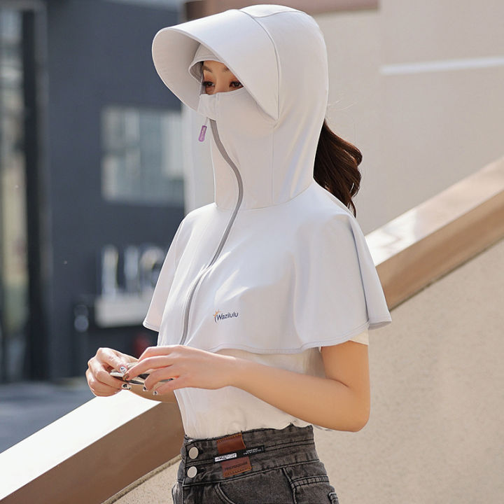 หมวกกันแดดและปกป้องใบหน้าสำหรับผู้หญิงในช่วงฤดูร้อนขอบใหญ่กลางแจ้งกันแสงยูวีหมวกผ้าคลุมหน้า-bsy1ป้องกันคอและหมวกบังแดดแสงแดด