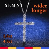 SEMNI Total 1.6Ct 4.8Ct Full Moissanite Diamond Cross Pendant Necklace For Women Mens Gift Longer And Wider GRA Freeshipping