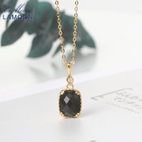 GOLUCA 925 Sterling Silver Necklace For Women Natural Black Agale Pendant Necklace Chain 14K Gold Plated Fine Jewelry LMNI104 Fashion Chain Necklaces