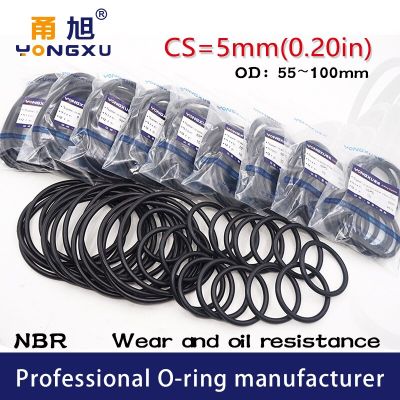 10PCS/Lot Black NBR Sealing O-Ring CS5mm OD55/60/65/70/75/80/85/90/95/100*5mm O Ring Seal Rubber Oring Gasket Rings Washer Gas Stove Parts Accessories