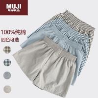 ✓ เทศบาล MUJI Muji กางเกงบ็อกเซอร์ชายชุดชั้นในผ้าฝ้ายกางเกงลูกศรทรงหลวมในกางเกงขาสั้นเอวระบายอากาศตาราง