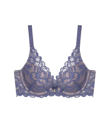 Triumph เสื้อชั้นในมีโครง ดันทรง รูปแบบ Deep V รุ่น Luxe Lace WHU DV รหัส 10210411 สีน้ำเงิน 4098