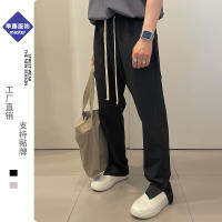 Factory Outlet Autumn And Winter High -Level Sensor -Shaped Straight Pour, Thin Black Trousers Cone