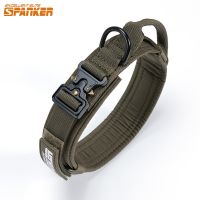 EXCELLENT ELITE SPANKER Tactical Dog Collar Adjustable Training Pet Collar Heavy Duty Metal Buckle with Handle For Large Dogs