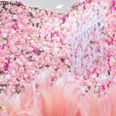 [AYIQ Flower Shop] 40X6กุหลาบไฮเดรนเยียดอกไม้ประดิษฐ์สุดสร้างสรรค์0ซม. ดอกไม้ปลอมผนังงานแต่งงานต้นไม้พื้นหลังตกแต่งคริสต์มาสผ้าไหม