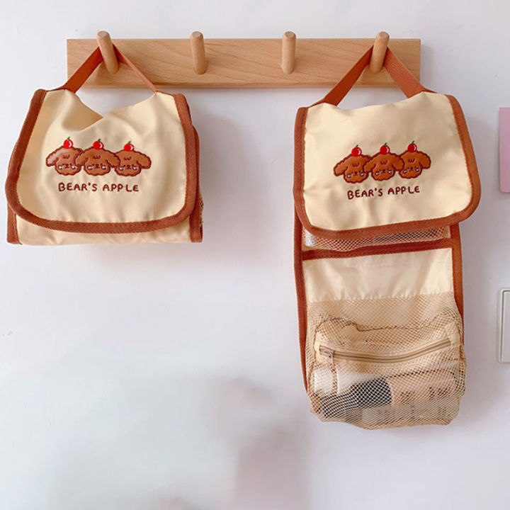 shanglife-ญี่ปุ่นน่ารักพับถุงเก็บหลายพับหมีกระเป๋าเครื่องสำอาง-ins-ลมถุงเก็บเดินทางแบบพกพาเครื่องสำอาง