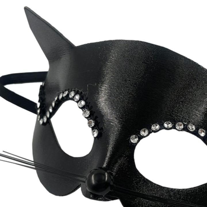 dolity-หน้ากากหน้ากากแมวสีดำผู้หญิงหน้ากากสำหรับฮาโลวีนงานแสดงเครื่องประดับชุด