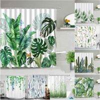 Tropical Palm Leaves Shower Curtain Set Green Plant Leaves Leaf Polyester Bathroom Curtains 3D Printing Home Decor Bath Screens