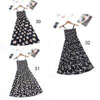 Bohemian Style Pleated Chiffon Dress Suspender Printed Pattern Summer