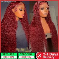 13x4 Deep Curly Lace Frontal Wig Transparent 99J Burgundy 360 Full Lace Front Wigs Red Colored HD Deep Wave Human Hair Wigs [ Hot sell ] ea1voy