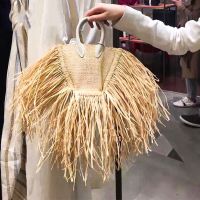 fashion tassel straw bags rattan weave women handbags designer luxury handmade paper shoulder crossbody bags summer beach S2187