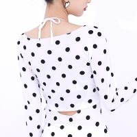 DL❤Swimsuit Women New Style Briefs Fashion y ins Sweet Korean Version Polka Dot Long-Sleeved Swimsuit