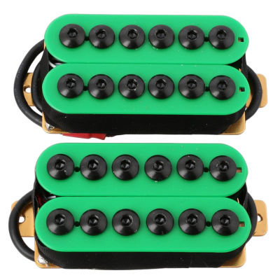 2Pcs Double Coil Electric Guitar Humbucker Pickup Bridge&amp;Neck Ceramic Magnet Invader Style Punk Green