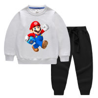 Super Mario Bros Baby Boys Girls Long Sleeves Sweater Jogger Long Pant Set 2020 Hoodie Pants Pure Cotton Long Sleeve Set Spring Autumn Loose Casual Sport Pullover Fashion O-neck Tops 2PCs