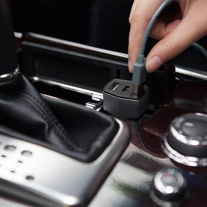 carcool-ที่ชาร์จ-usb-ในรถยนต์สามช่อง-เครื่องชาร์จในรถยนต์แบบ-usb-คู่-type-c-ที่ชาร์จรถยนต์แบบปลั๊กแอนด์เพลย์กระจายสัญญาณอัจฉริยะ