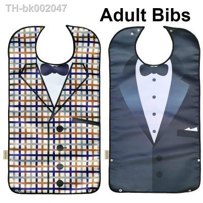 ♀ Waterproof Adult Eating Bibs Washable Apron Reusable Clothing Protector with Crumb Catcher For Elderly Men Women Senior