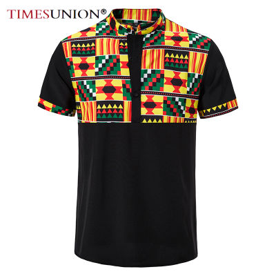 2022ฤดูร้อนสไตล์ชาติพันธุ์พิมพ์เสื้อผู้ชายแขนสั้นเสื้อผ้าแอฟริกัน dashiki เสื้อ STAND COLLAR streetwear camisa