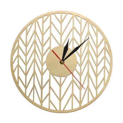 นาฬิกาติดผนังไม้เลเซอร์ตกแต่ง (สไตล์) ใหม่ไม้ผิวหยาบบ้านไร่ศิลปะบนผนังการตกแต่งบ้านควอตซ์กวาดนาฬิกาติดผนังแบบทันสมัยเรขาคณิตที่เงียบสงบ