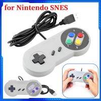 จอยสติ๊กคอนโทรลเลอร์เกมเกมแพดซูเปอร์ USB แบบมีสาย4ปุ่มสำหรับเกม Nintendo SNES พอร์ตคอมพิวเตอร์แบบมินิจอยสติ๊กควบคุมคอมพิวเตอร์ Mac