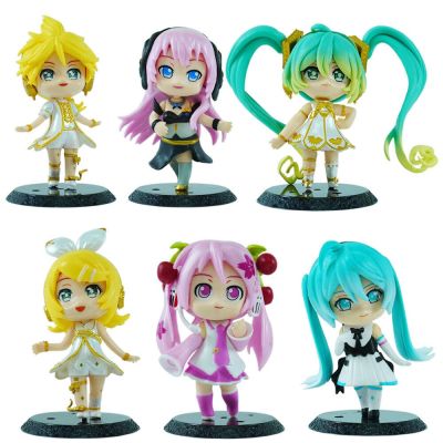 ชุดฟิกเกอร์ Hatsune Miku 6ชิ้น Kagamine Rin Len รูป Luka ภาพอนิเมะน่ารัก PVC ตุ๊กตาแต่งลายของเล่นโมเดลของขวัญวันเกิดสำหรับเด็ก